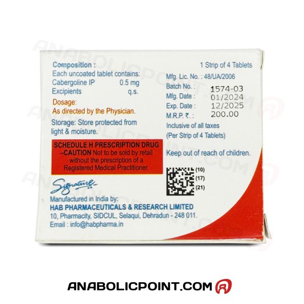 cabaser-caberdost-cabergoline-4-tablets-signature back