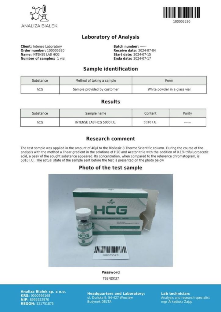 AnabolicPoint.com – Laboratory of Analysis – Intense Laboratory – HCG 5000 iu